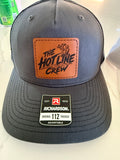 The Hot Line Crew charcoal leather patch hat